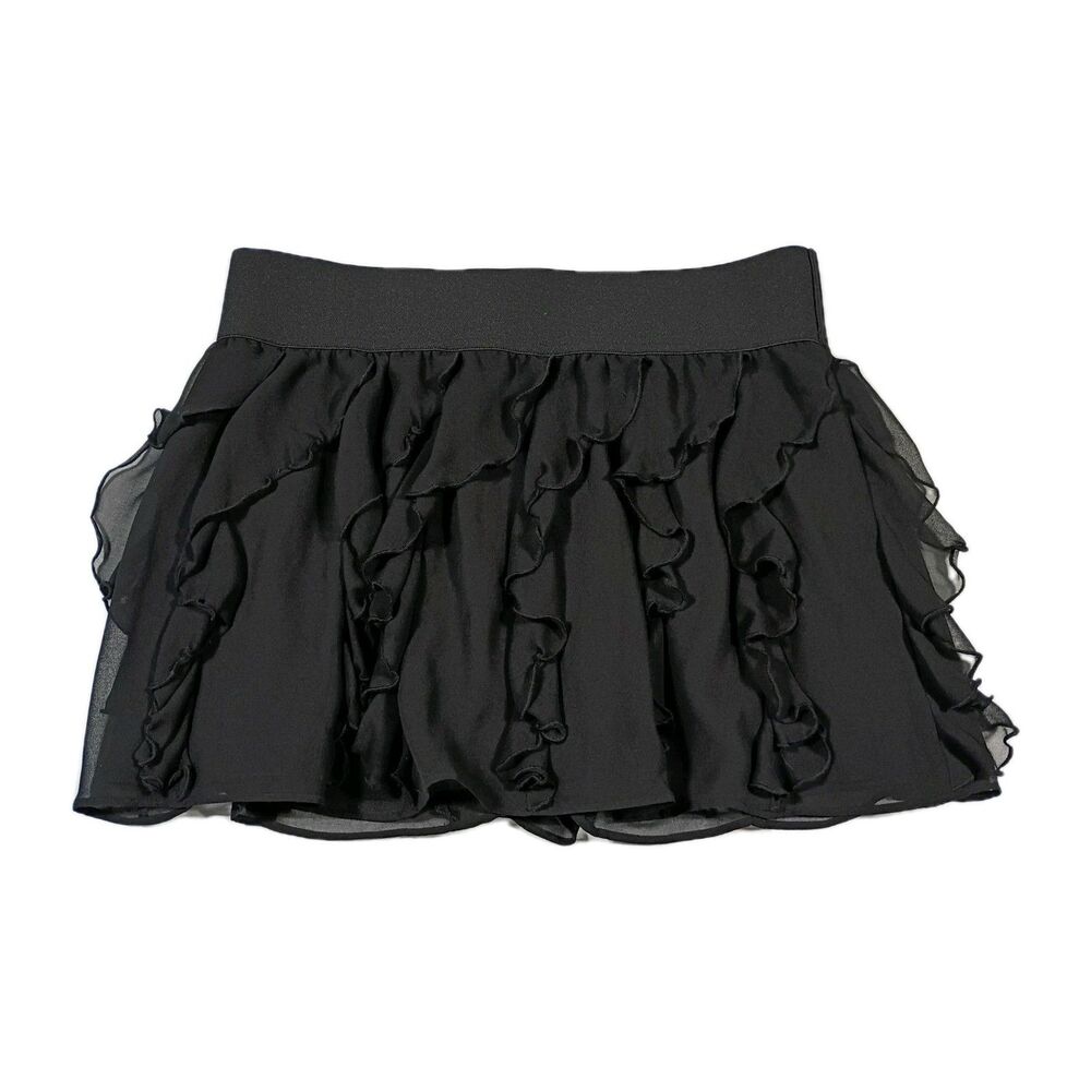 Express Design Studio Black Ruffle Mini Skirt L Chiffon Balletcore Whimsigoth
